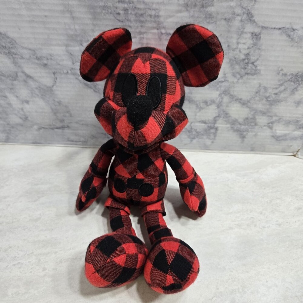 Disney x AE Mickey Mouse Plush Stuffed‎ Animal Special Edition Red Buffalo Check